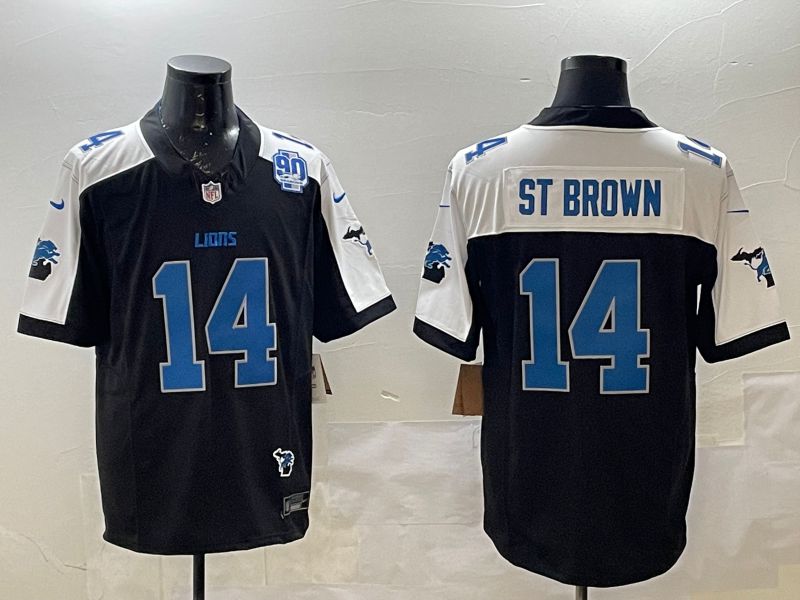 Men Detroit Lions #14 St Brown Black Thanksgiving three generations 2025 Nike Limited NFL Jersey style 2->detroit lions->NFL Jersey